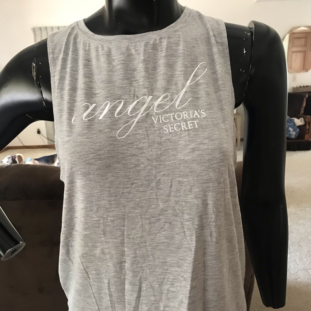 Sleeveless Workout Gym Shirt Gray Angel Open Back‎